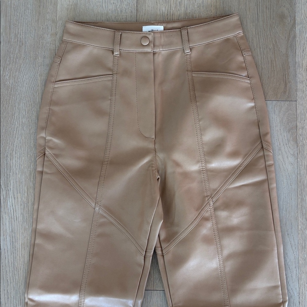 Aritzia Wilfred Rebel Pant Vegan Leather Tan Pants Size 2 - Picture 3 of 8